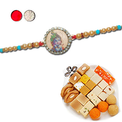 "Rakhi - FR- 8530 A(Single Rakhi), 500gms Assorted Sweets - Click here to View more details about this Product